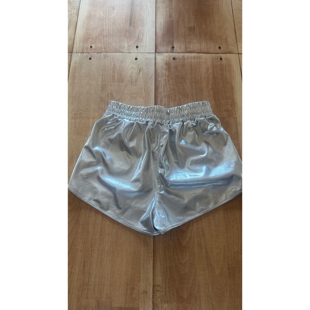 Pesion Silver Metallic Athletic Shorts‎ Womens Small Shiny Rave Festival Dance